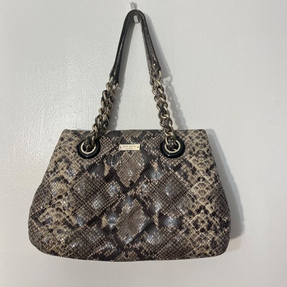 KATE SPADE Gold Coast Maryanne Large Satchel Quilted Snake Print Leather - Picture 1 of 8